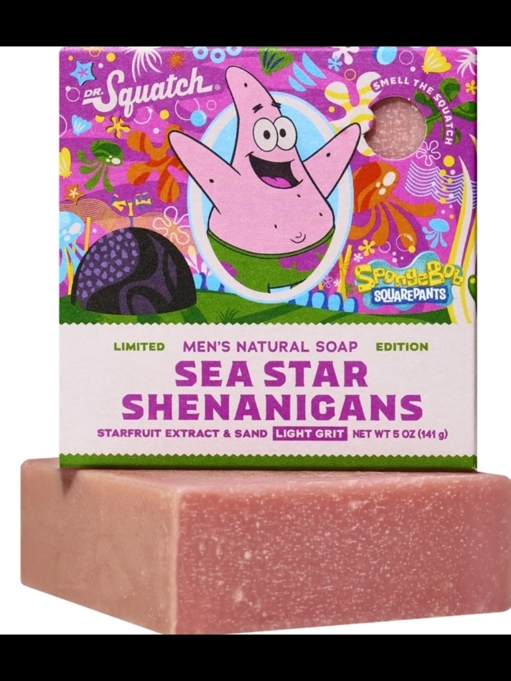 Dr. Squatch SpongeBob Dr. Squatch Sea Star Shenanigans Men's Natural Soap - Pink